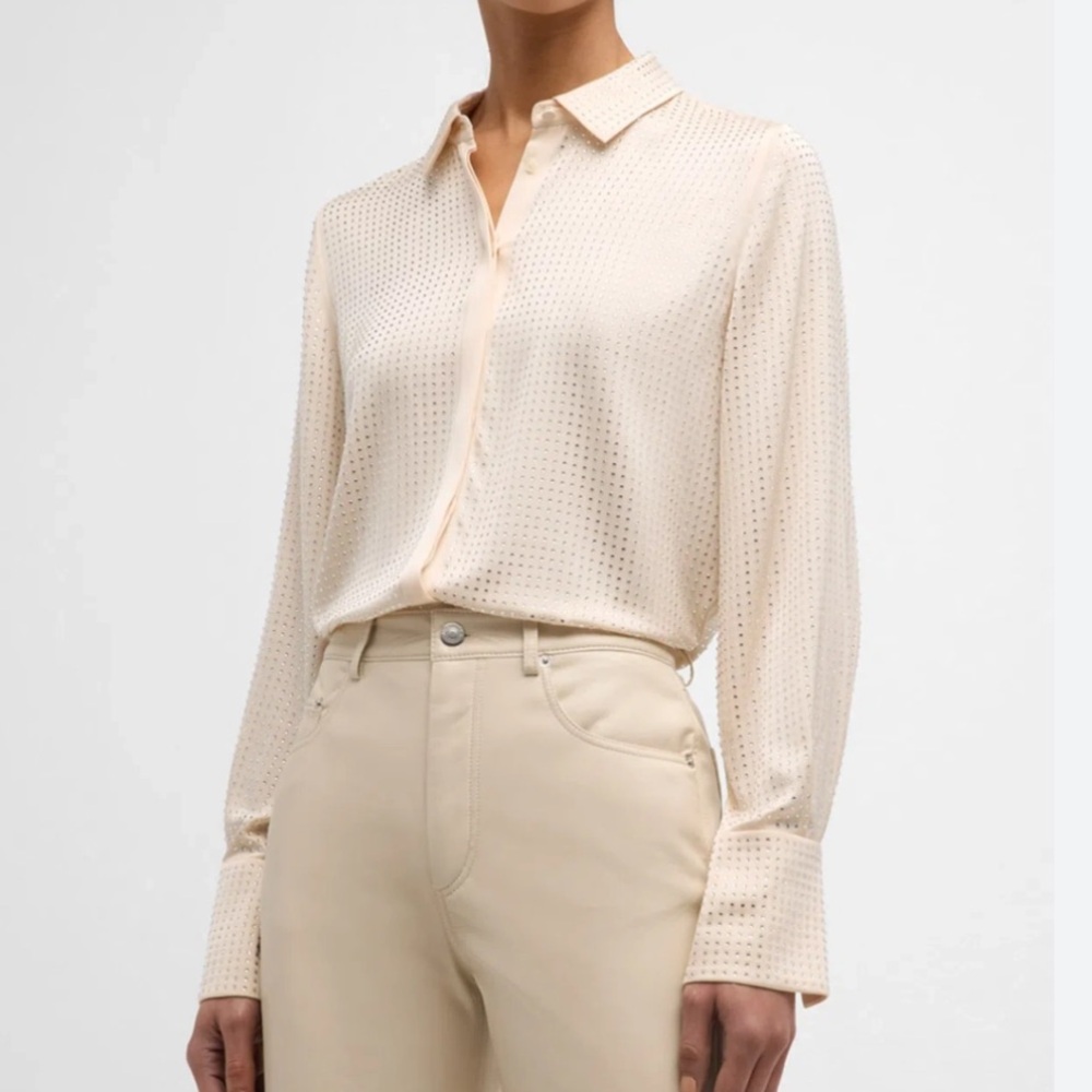 Kobi Halperin Renana Ivory Silk rhinestone Blouse